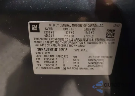 2013 Chevrolet Equinox Ls z USA, uszkodzony, nr VIN 2GNALBEK1D1199921